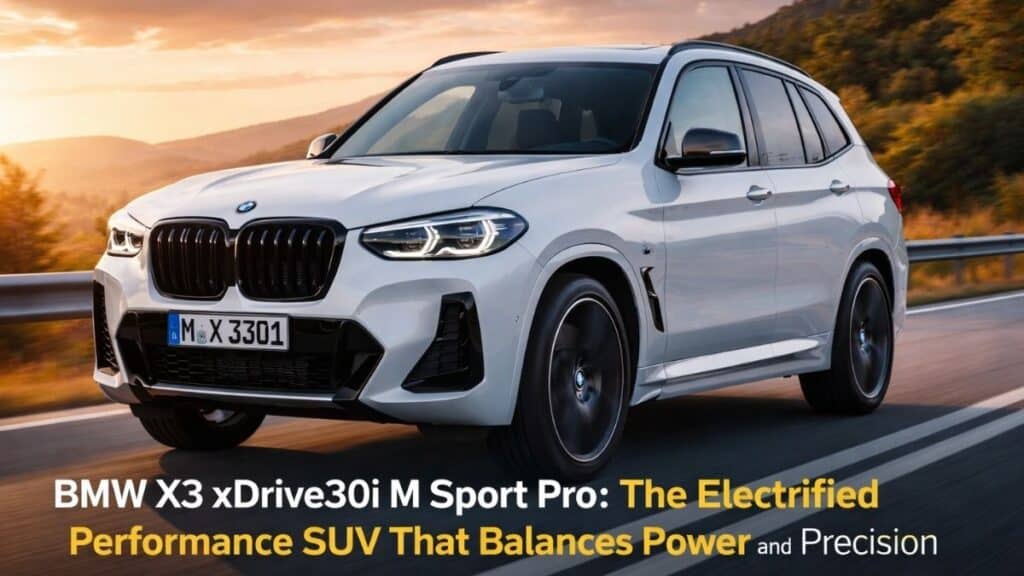 BMW X3 xDrive30i M Sport Pro front profile in motion