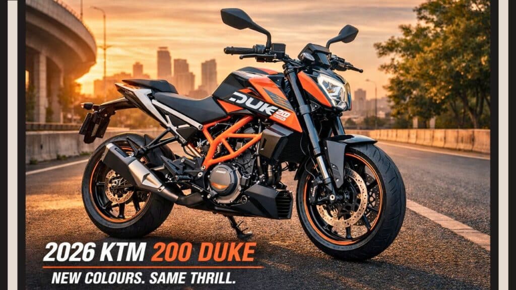 2026 KTM 200 Duke with new colour scheme parked on Indian road
