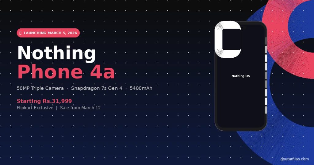 Nothing Phone 4a India launch price Rs.31,999 specs March 2026