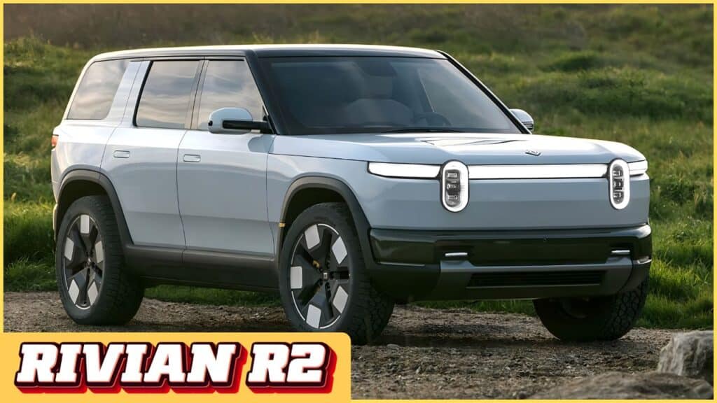 Rivian R2 compact electric SUV parked in an urban setting in 2026