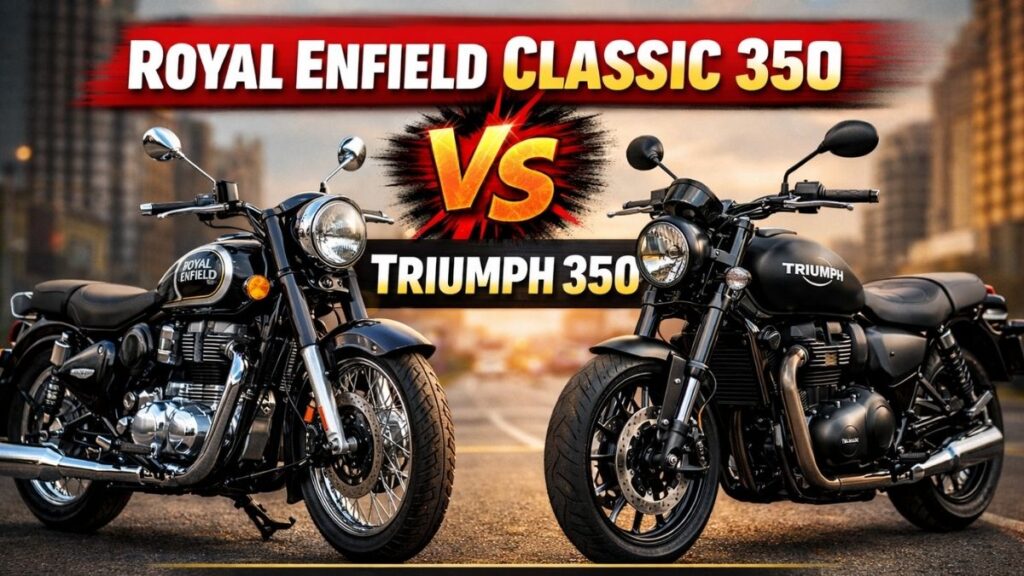 Royal Enfield Classic 350 vs Triumph 350 side by side comparison 2026