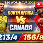 South Africa vs Canada T20 World Cup 2026 match highlights with scorecard 213/4 vs 156/8