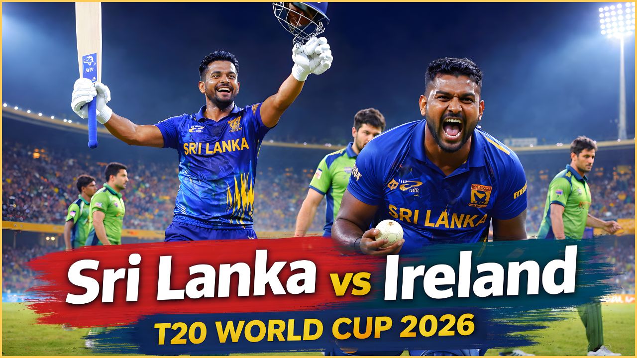 Sri Lanka vs Ireland T20 World Cup 2026 match where Kusal Mendis and Wanindu Hasaranga celebrate Sri Lanka’s 20-run victory in Colombo