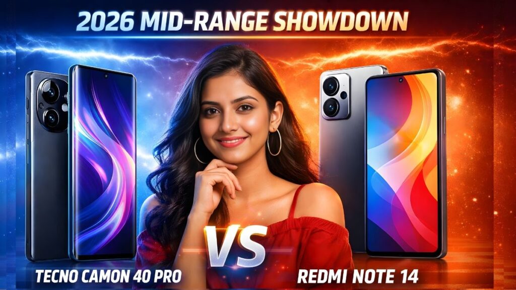 Tecno Camon 40 Pro vs Redmi Note 14 smartphone comparison 2026