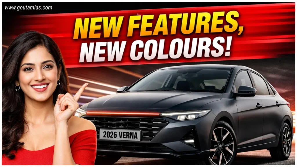 2026 Hyundai Verna Facelift in Titan Grey Matte colour parked on city road