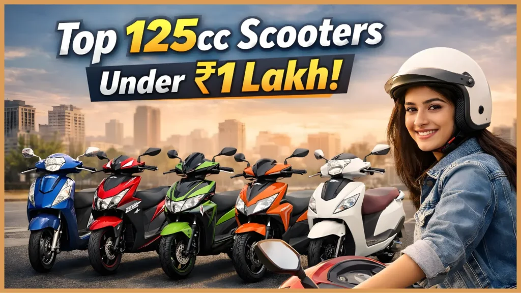 Best 125cc Scooters Under 1 Lakh in India including Suzuki Access 125, TVS Ntorq 125, Yamaha RayZR 125, Hero Xoom 125 and TVS Jupiter 125