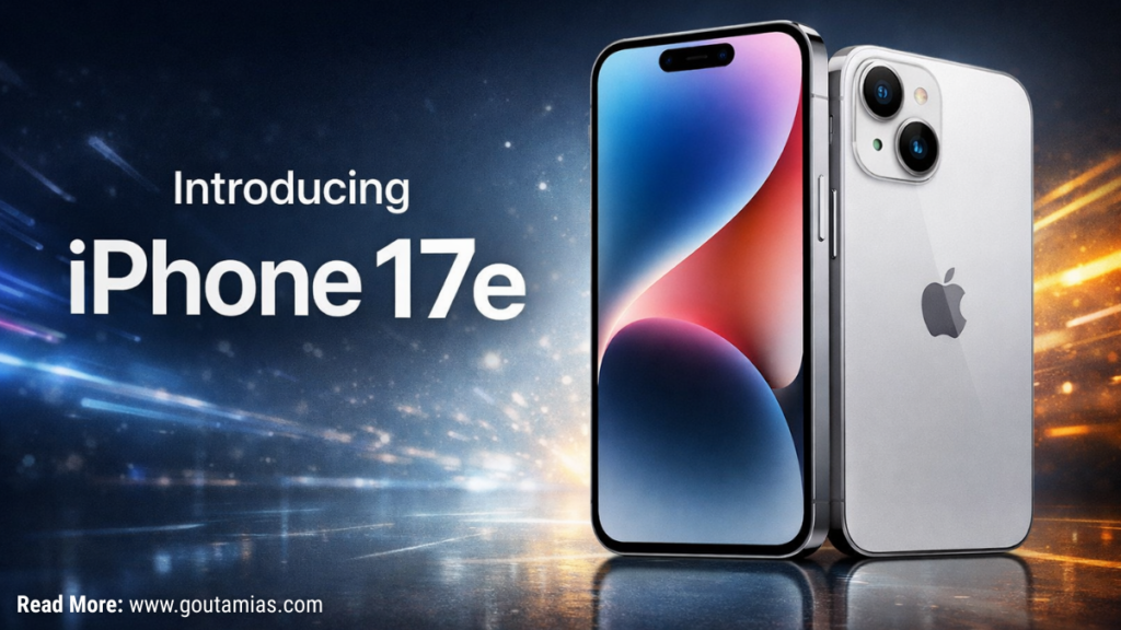 iPhone 17e featured image showing front and rear design with introductory launch overlay