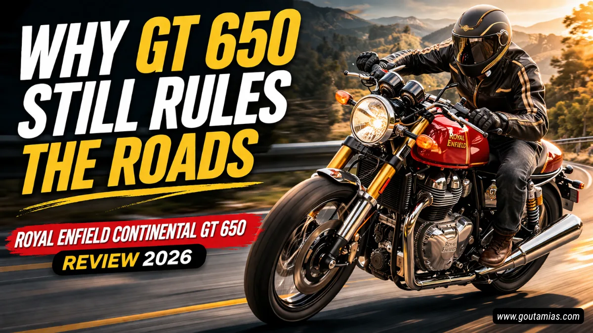 Royal Enfield Continental GT 650 cafe racer riding on highway