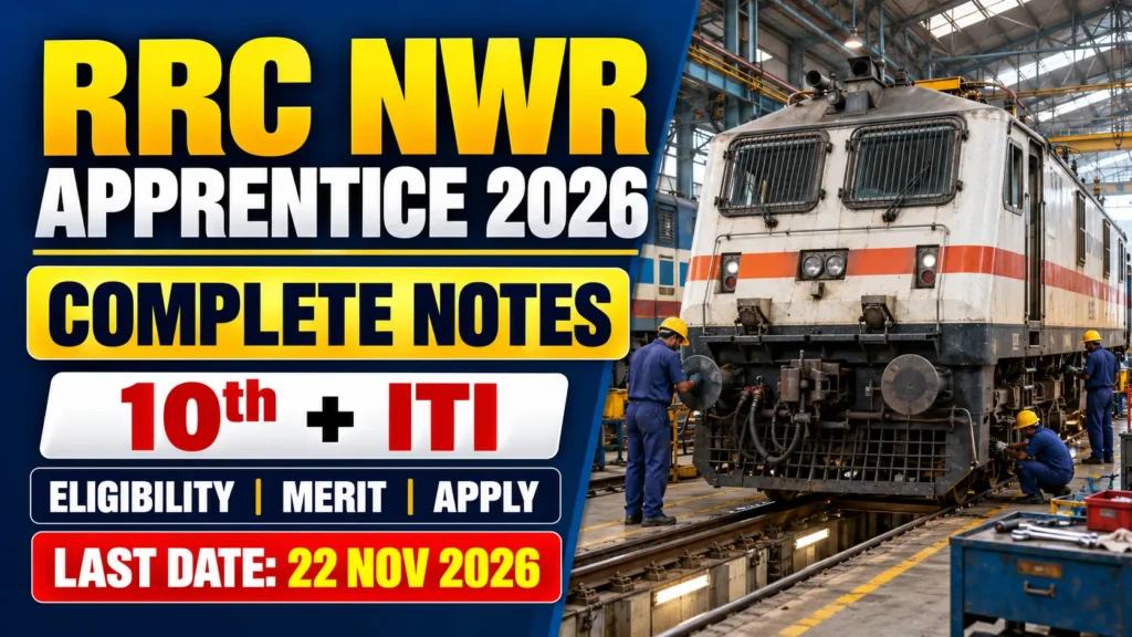Indian railway locomotive illustrating RRC NWR Apprentice 2026 recruitment notes